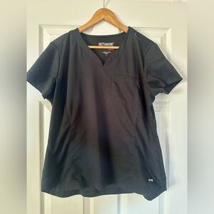 Grey's Anatomy Women’s  Black V-Neck Scrub Top with Chest Pocket